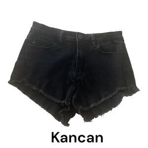 Kancan size 11 29 black denim cutoff jeans cowboy rodeo cute grunge punk raw hem